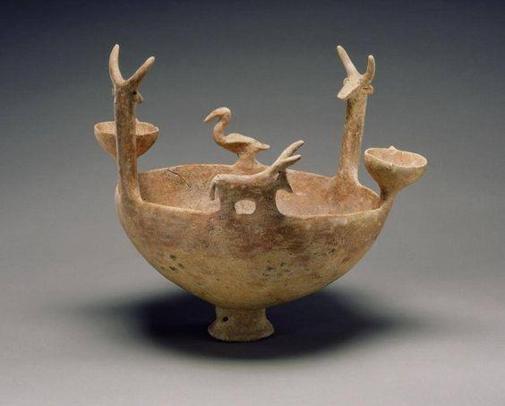 Cypress terracotta bowl with figures, 2300-1900 BC