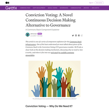 Conviction Voting: A Novel Continuous Decision Making Alternative to Governance | by Jeff Emmett | Giveth | Medium