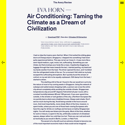 The Avery Review | Air Conditioning: Taming the Climate as a Dream of Civilization