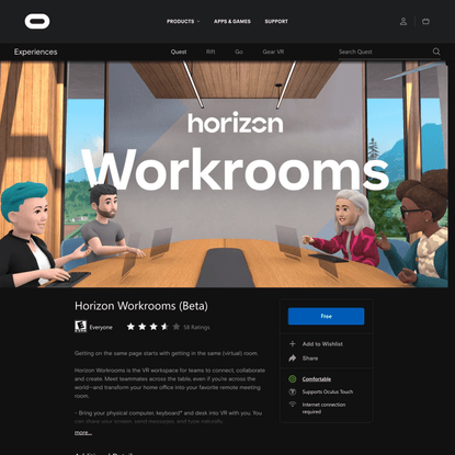 Horizon Workrooms (Beta) on Oculus Quest