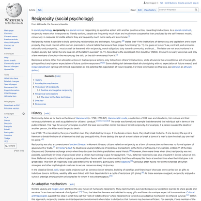 Reciprocity (social psychology) - Wikipedia
