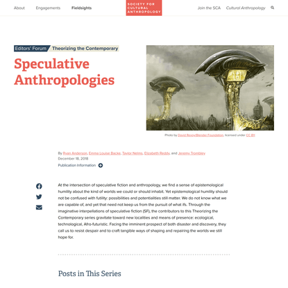 Speculative Anthropologies