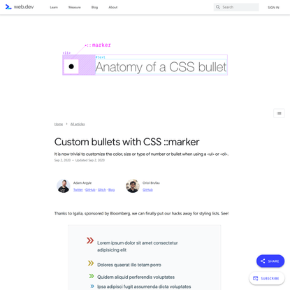 Custom bullets with CSS ::marker