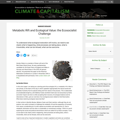 Metabolic Rift and Ecological Value: the Ecosocialist Challenge | Climate &amp; Capitalism