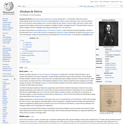Abraham de Moivre - Wikipedia