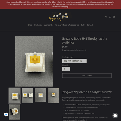 Gazzew Boba U4t Thocky tactile switches
