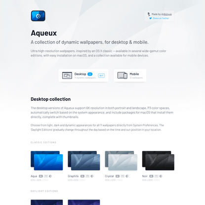 Aqueux — Dynamic wallpapers based on a classic
