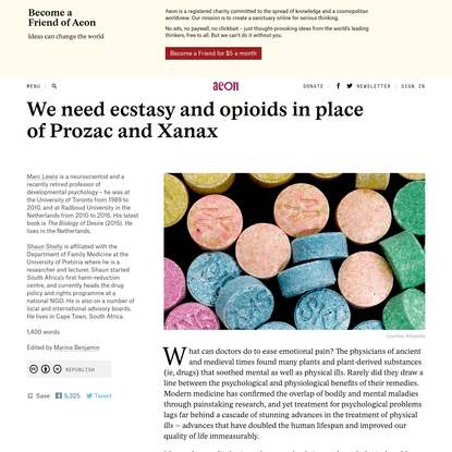 We need ecstasy and opioids in place of Prozac and Xanax - Marc Lewis &amp; Shaun Shelly | Aeon Ideas