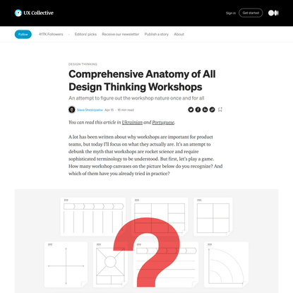 Comprehensive Anatomy of All ‘Design Thinking’ Workshops
