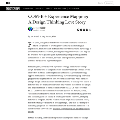 COM-B + experience mapping: a design thinking love story