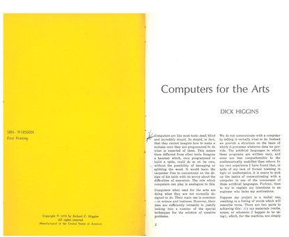 Dick Higgins – Computer for the Arts – 1970