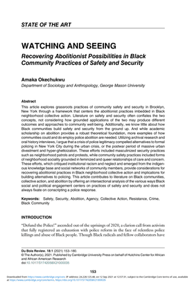 Recovering Abolitionist Possibilities in Black Community Practices of Safety and Security