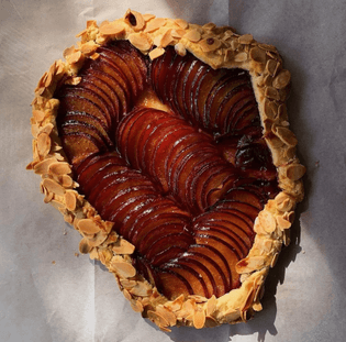 Balsamic Plum Galette with Almond Flakes
