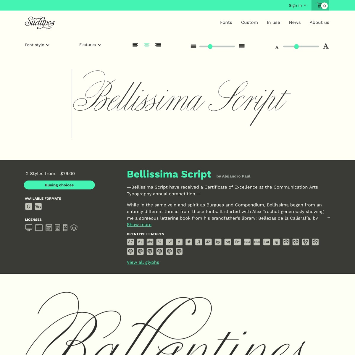 Bellissima Script font family · Sudtipos.com — Are.na
