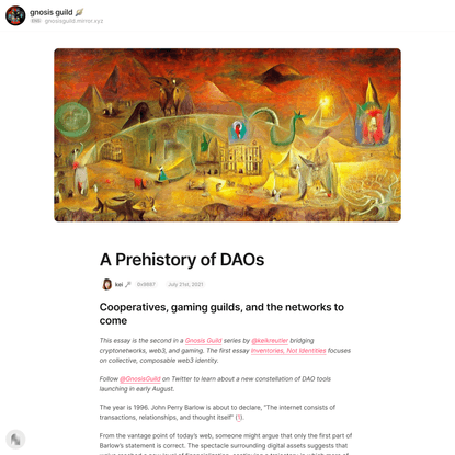 A Prehistory of DAOs — Mirror