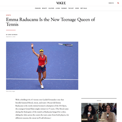 Emma Raducanu Is the New Teenage Queen of Tennis