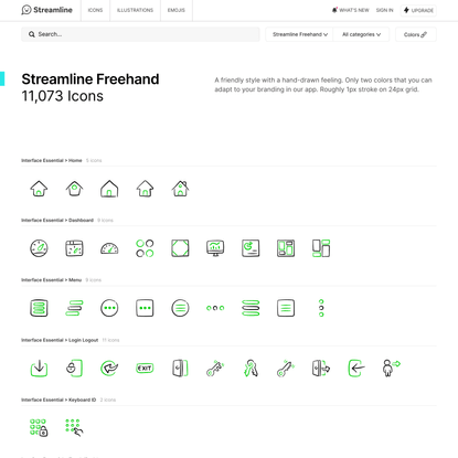 Streamline Freehand Icons Set - 11073 customizable PNGs, SVGs, PDFs