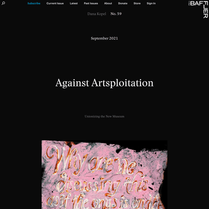 Against Artsploitation | Dana Kopel