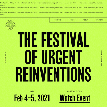 The Festival of Urgent Reinventions