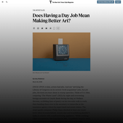 Does Having a Day Job Mean Making Better Art? (Published 2018)