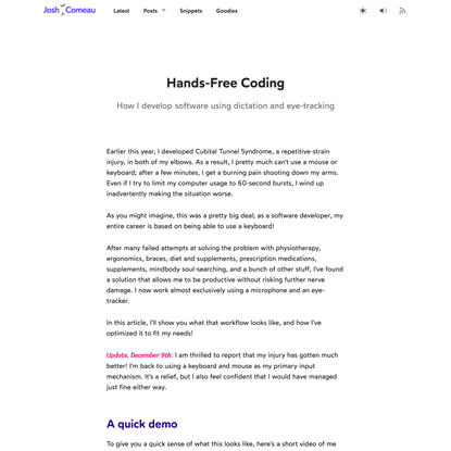 Coding with voice dictation using Talon Voice