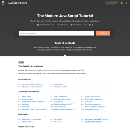 The Modern JavaScript Tutorial