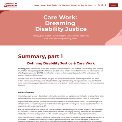 Summary, part 1 | Care Work | Study Guide — Radical in Progress