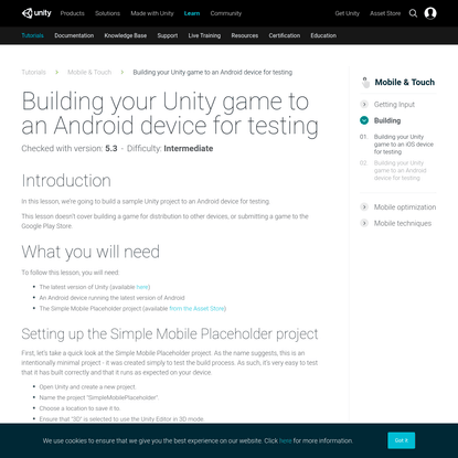 Unity - Building your Unity game to an Android device for testing