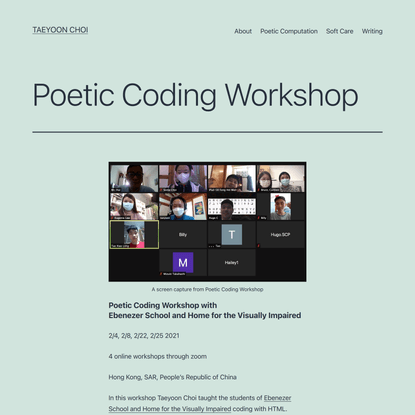 Poetic Coding Workshop – Taeyoon Choi