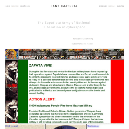 The Zapatista Army of National Liberation in cyberspace — [ANTI]MATERIA