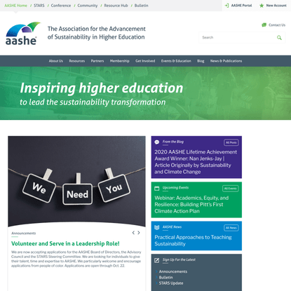 AASHE, the Association for the Advancement of Sustainability in Higher Education