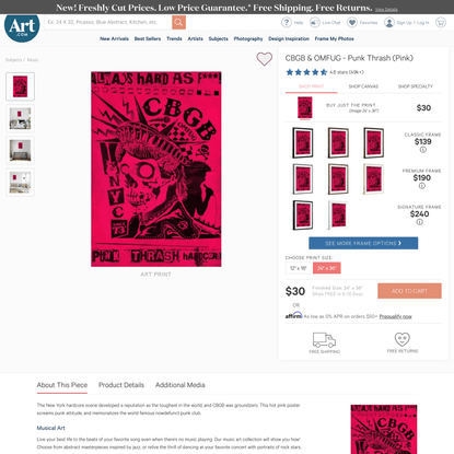 ‘CBGB &amp; OMFUG - Punk Thrash (Pink)’ Art Print | Art.com