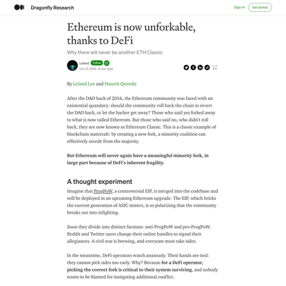 Ethereum is now unforkable, thanks to DeFi