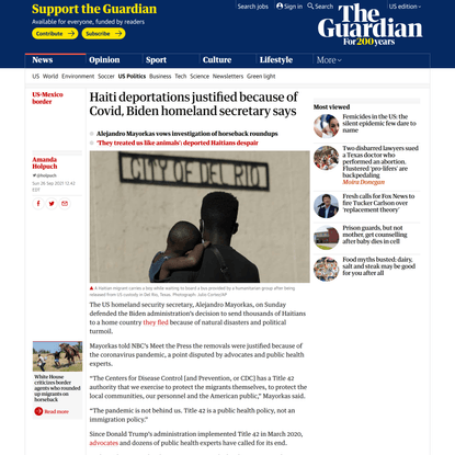 Haiti deportations justified because of Covid, Biden homeland secretary says | US-Mexico border | The Guardian