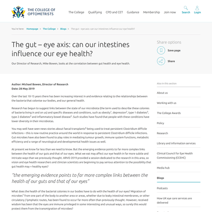 The gut – eye axis: can our intestines influence our eye health?