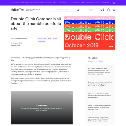 Double Click October is all about the humble portfolio site