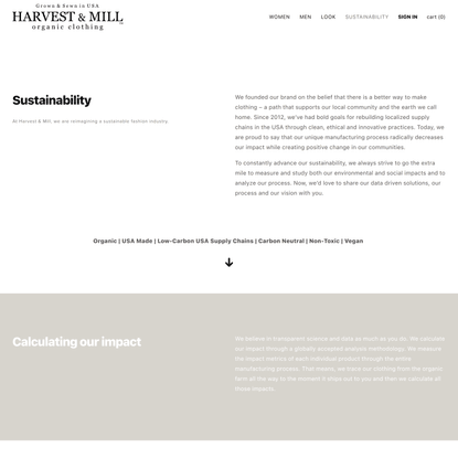 Sustainability — Harvest &amp; Mill | organic cotton clothing | grown &amp; sewn in USA