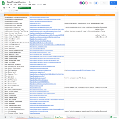 Casual Archivist: Sources