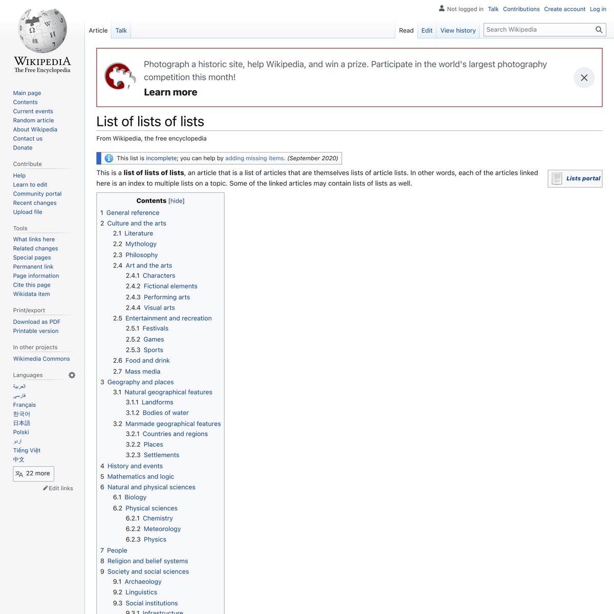 Lists Of Lists Of Lists Wikipedia