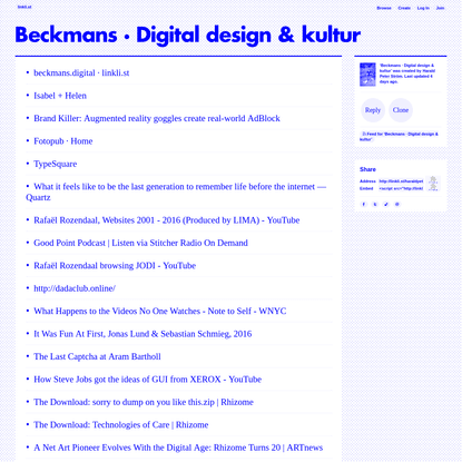 Beckmans · Digital design &amp; kultur · linkli.st