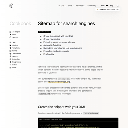 Sitemap for search engines