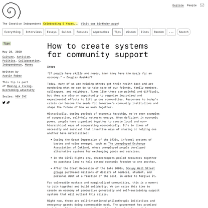 How to create systems for community support