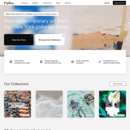 Parlor. — Live with art from leading galleries.