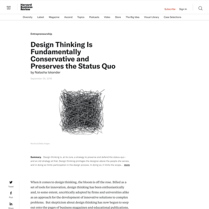 Design Thinking Is Fundamentally Conservative and Preserves the Status Quo
