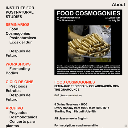 Food Cosmogonies — Institute for Postnatural Studies
