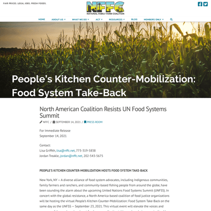 North American Coalition Resists UN Food Systems Summit - National Family Farm Coalition