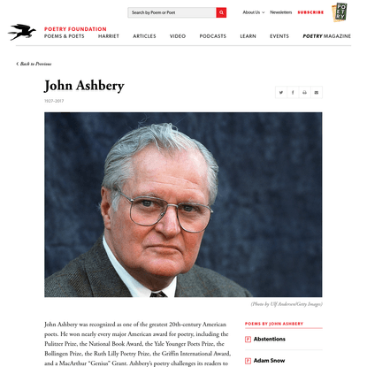 John Ashbery | Poetry Foundation