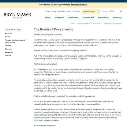 The Beauty of Programming | Bryn Mawr College