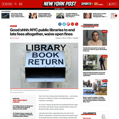 Good shhh: NYC public libraries to end late fees altogether, waive open fines