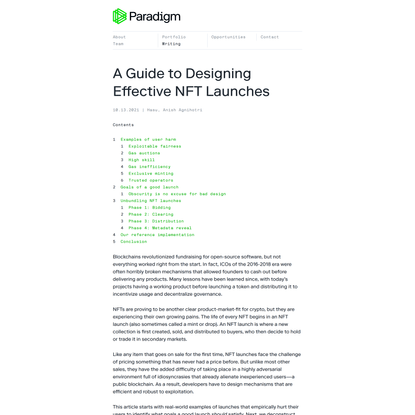 A Guide to Designing Effective NFT Launches - Paradigm